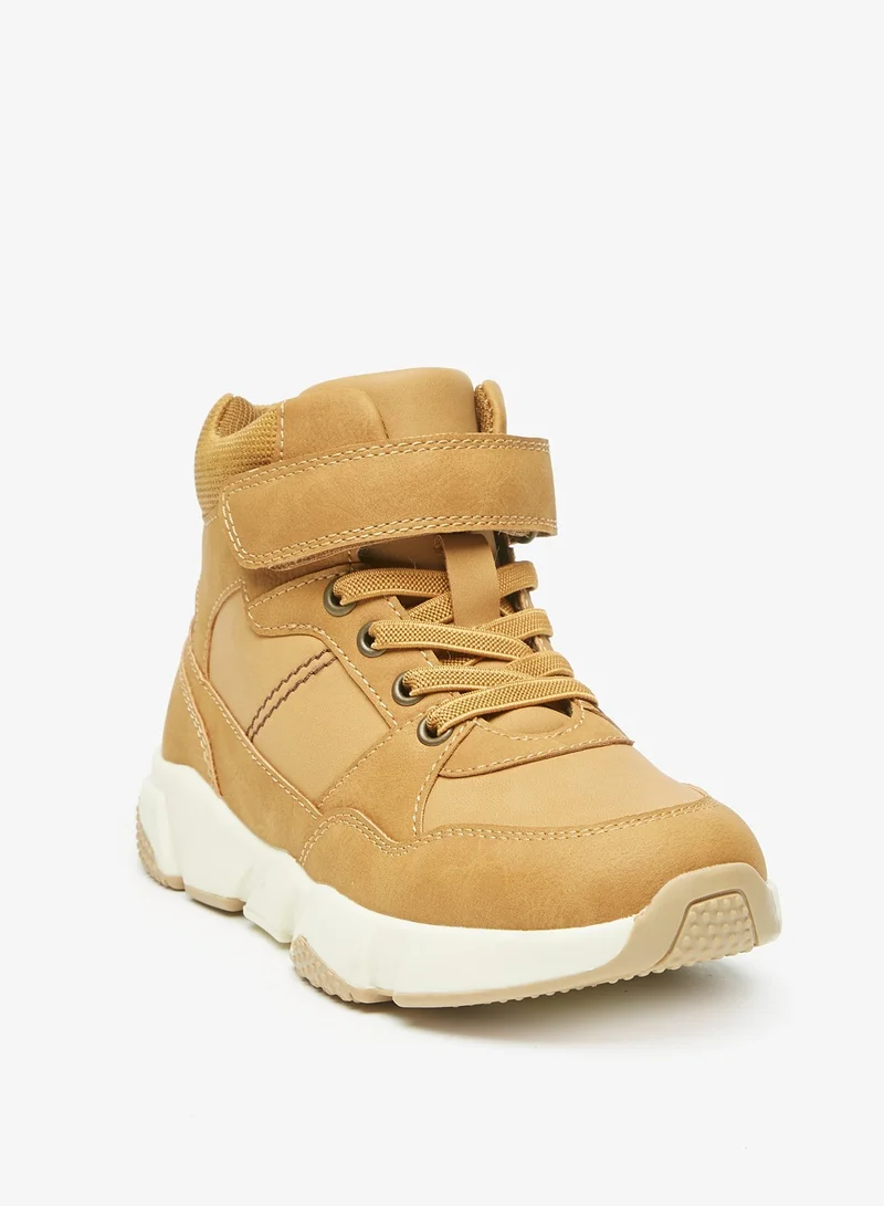 LBL by Shoexpress Boys Textured Ankle Boots with Hook and Loop Closure