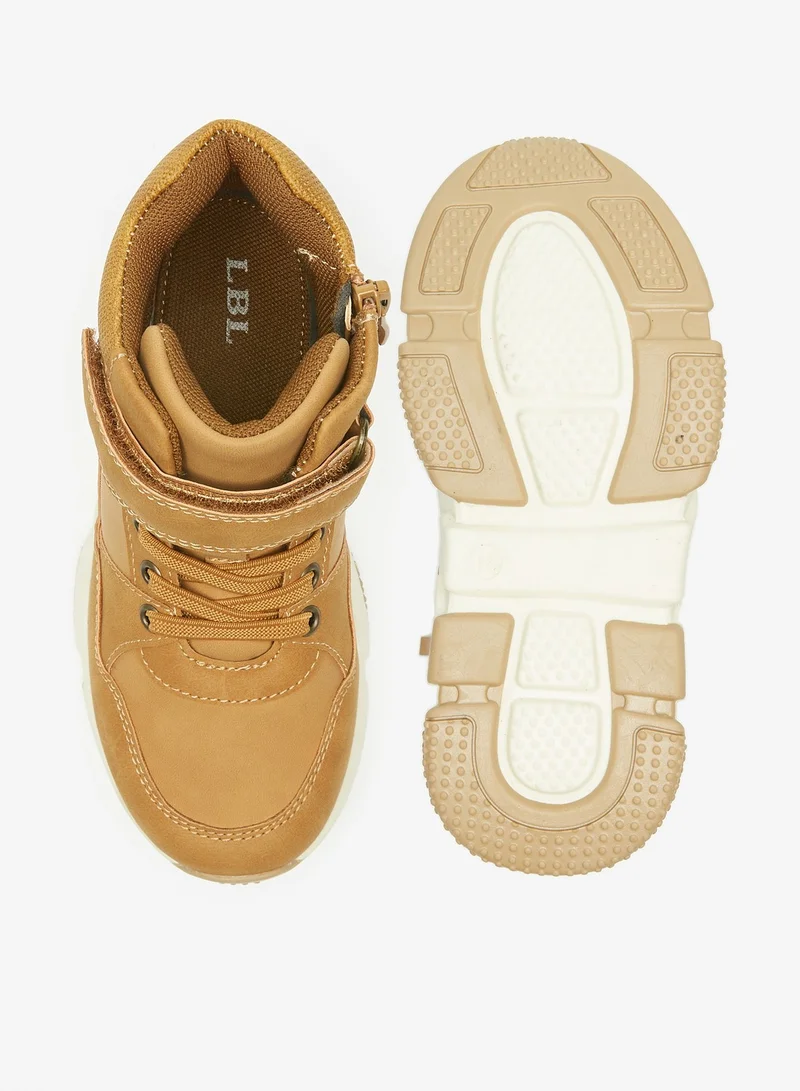 LBL by Shoexpress Boys Textured Ankle Boots with Hook and Loop Closure