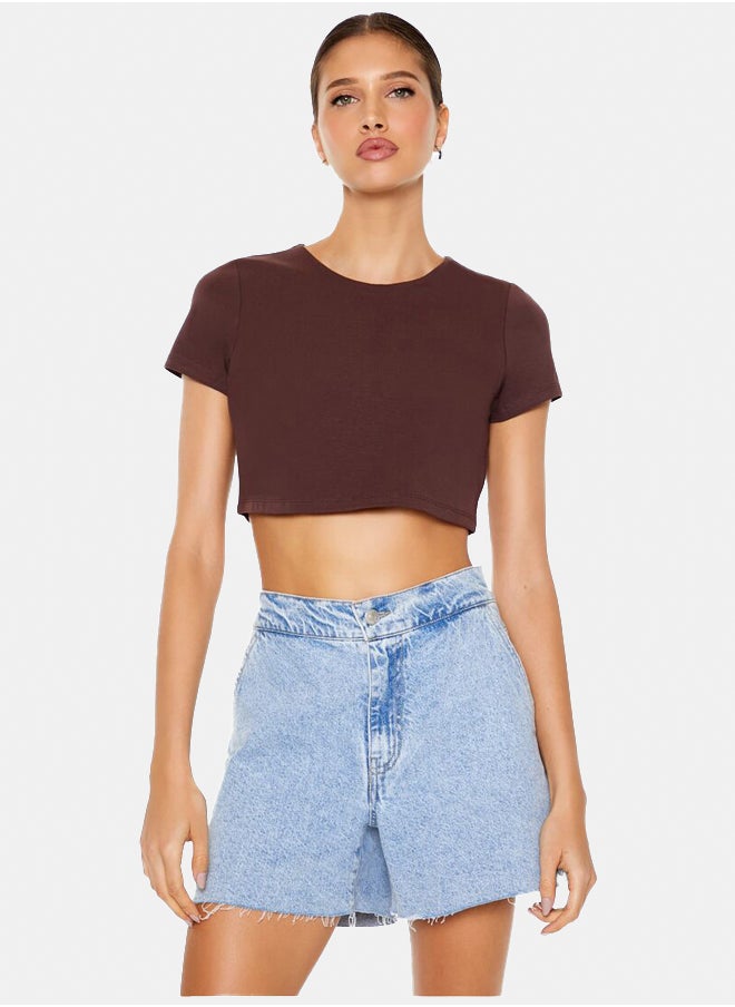 FOREVER 21 - Cropped Cotton-Blend Tee - Image 1