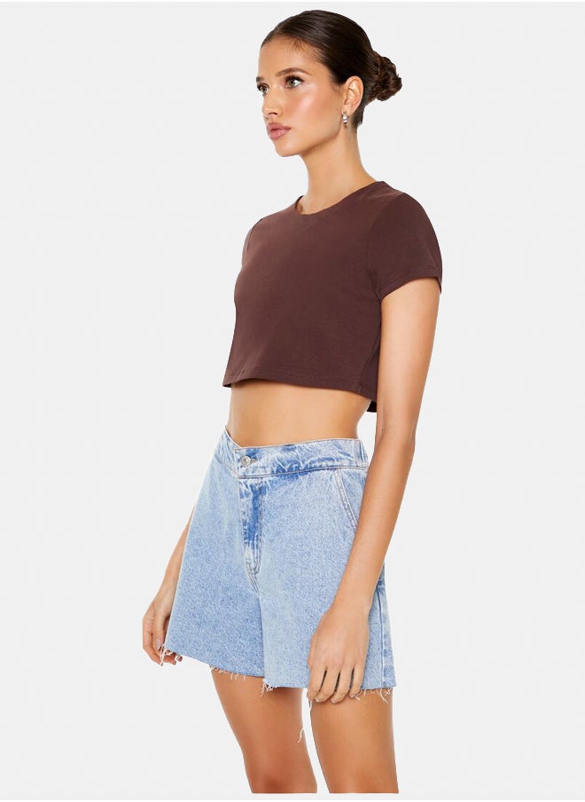 FOREVER 21 - Cropped Cotton-Blend Tee - Image 1