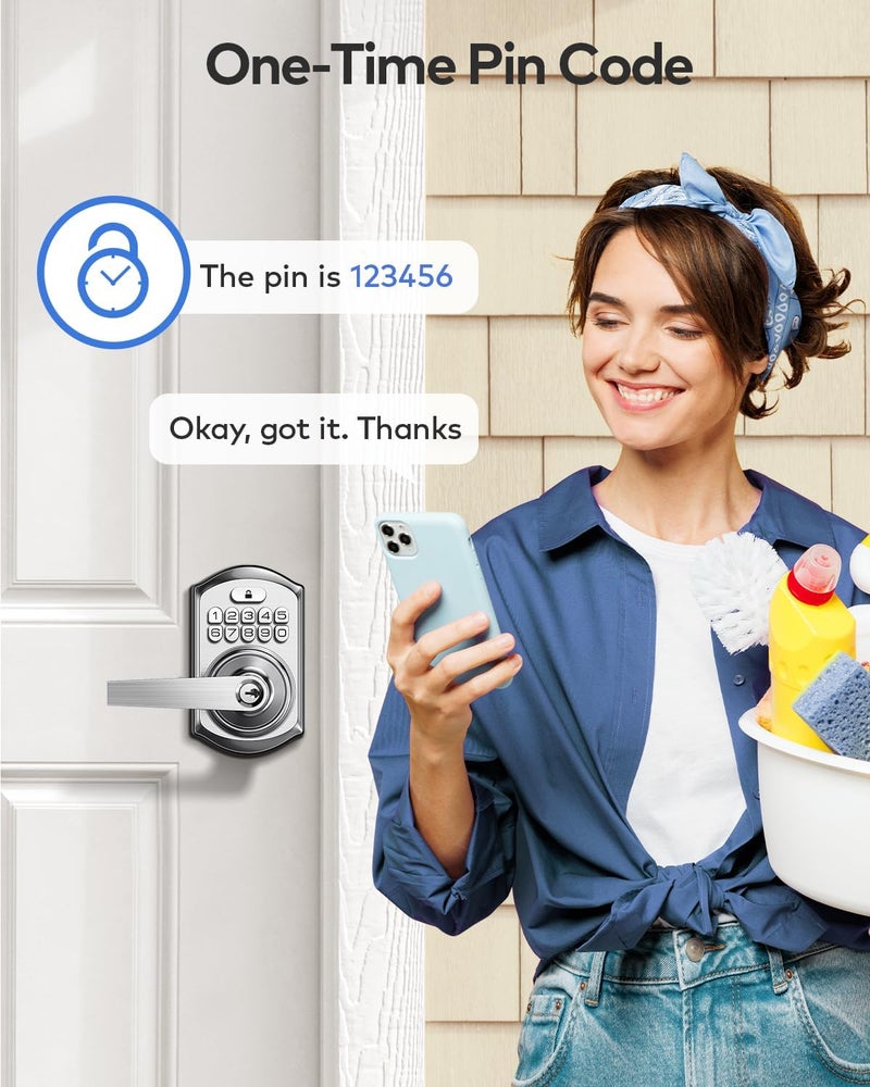 TEEHO TE004 Keyless Entry Keypad Door Lock with Handle - Smart Digital Electronic Lock for Interior Door with Anti-Peeping, Auto Lock & Passage Mode - Easy Installation - Satin Nickel - Image 2