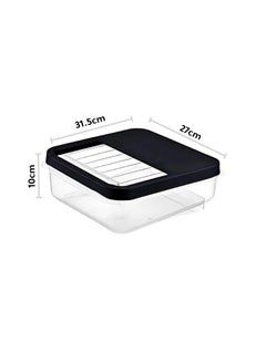 dunya Dunya Plastic 8L Side Storage Container With Top Opening Clear Lid -Turkey made-Black Cover  - Image 2