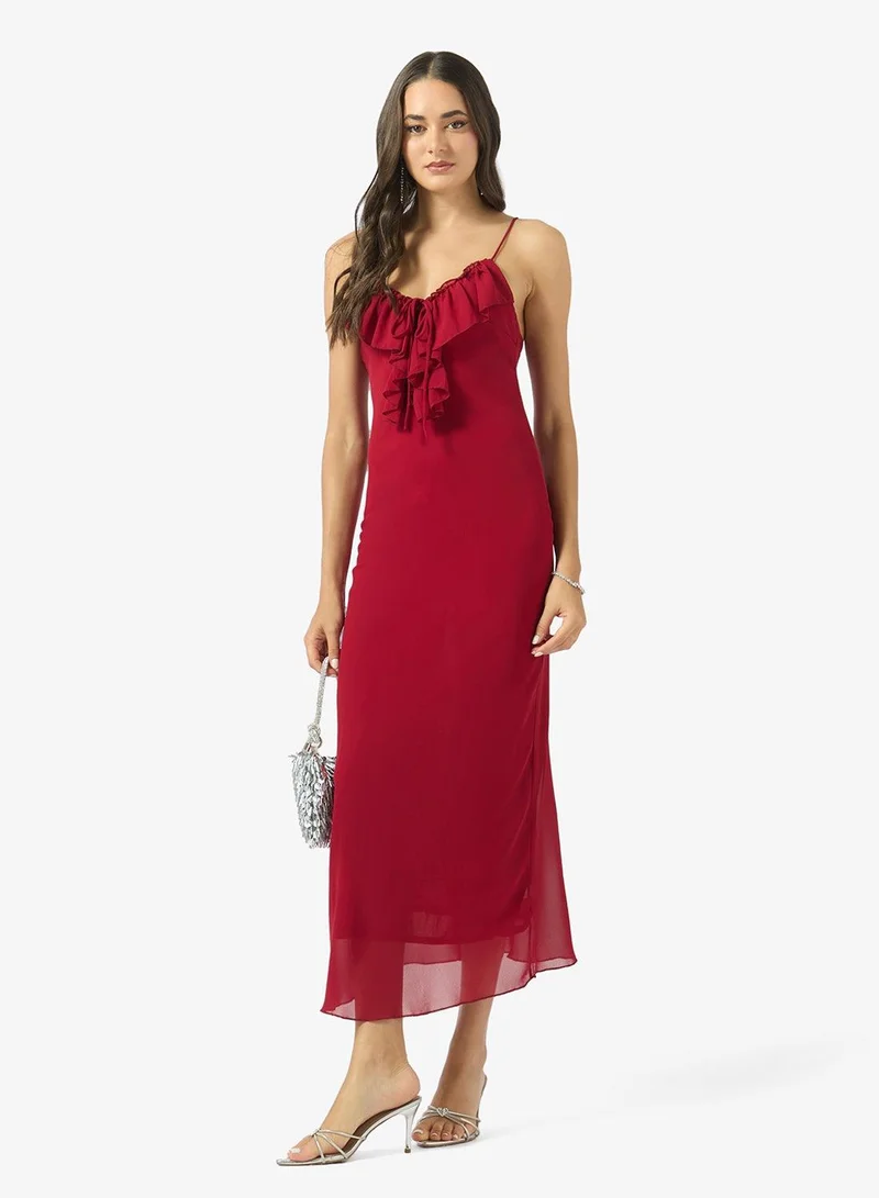 Ginger Boutique  Plissé Halter Midi Dress for Women | Best Price UAE