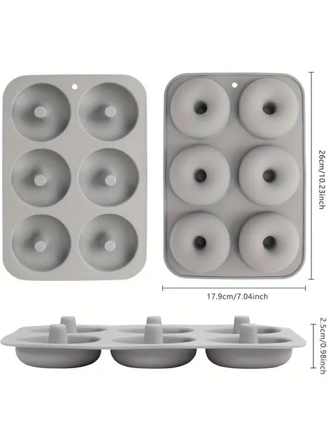 Grey Silicone Donut Mold 6 Cup Food Grade Non Stick Baking Pan Dishwasher Safe Heat Resistant Microwaveable - Image 5
