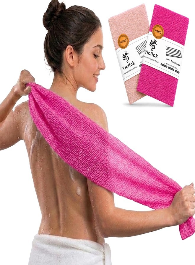 Yiclick Exfoliating Washcloth Towel, Back Scrubber for Shower for Women, Exfoliating Body Scrubber, Loofah Sponge Wash Cloth, Korean Japanese Exfoliating Shower Towel, Exfoliator Washer for Bath