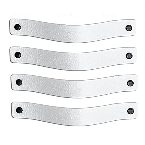 Brute Strength - Leather Drawer Pulls - White - 4 pcs - 7-7/8 x 1 ’’ - Leather Handle - Leather Dresser Pulls - Cabinet knobs Dresser knobs - Dresser Handles - Image 1
