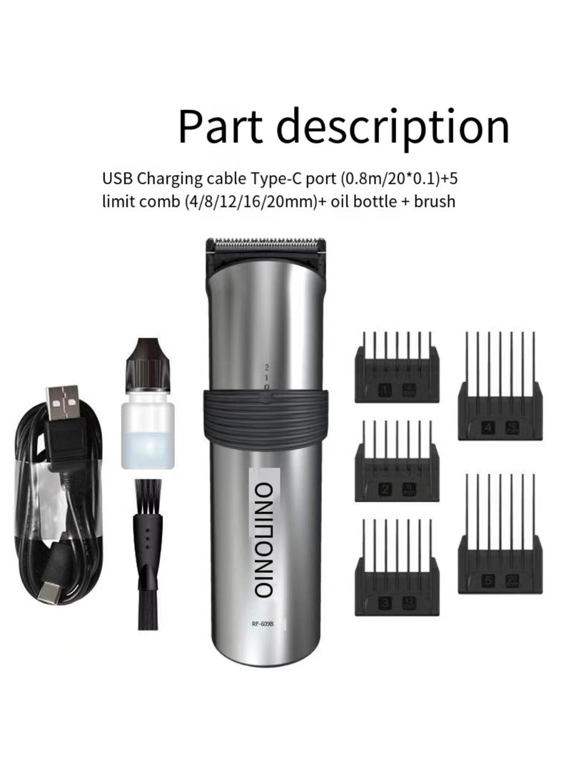 DINGLING Professional Electric Hair Clipper With Blades Silver/Black 21.21x21.01x7.39cm - Image 2