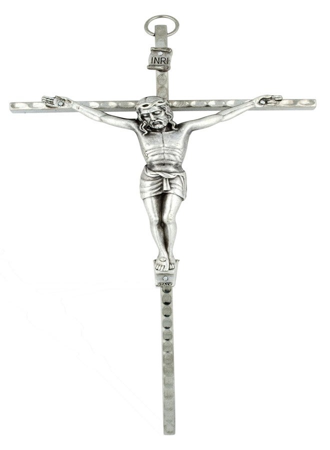 Venerare Wall Crucifix with Hammered Silver-Tone Finish - Image 1
