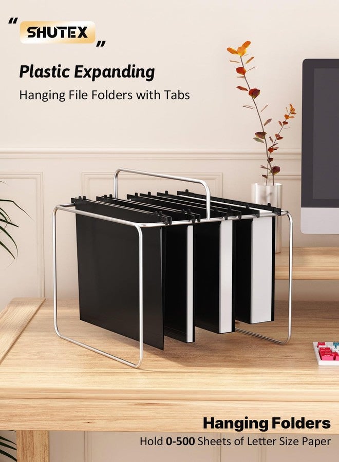 SHUTEX Plastic Hanging File Folders,Letter Size,Reinforced Hang Folders,Standard File Folders for Filing Cabinet,Plastic Hanging Folders,1/5-Cut Tabs,Designed for Home and Office,Black,12 Pack - Image 2