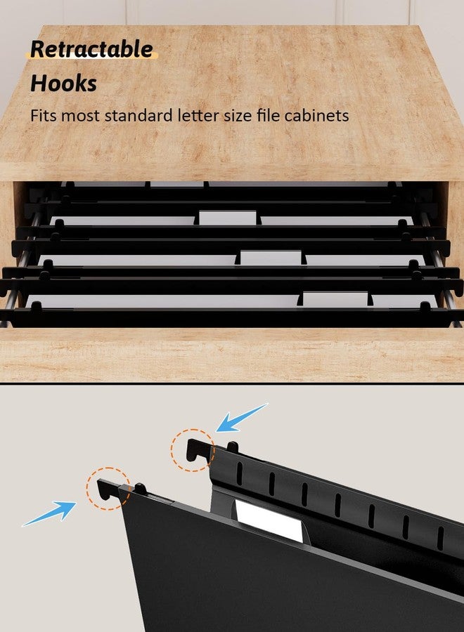 SHUTEX Plastic Hanging File Folders,Letter Size,Reinforced Hang Folders,Standard File Folders for Filing Cabinet,Plastic Hanging Folders,1/5-Cut Tabs,Designed for Home and Office,Black,12 Pack - Image 5