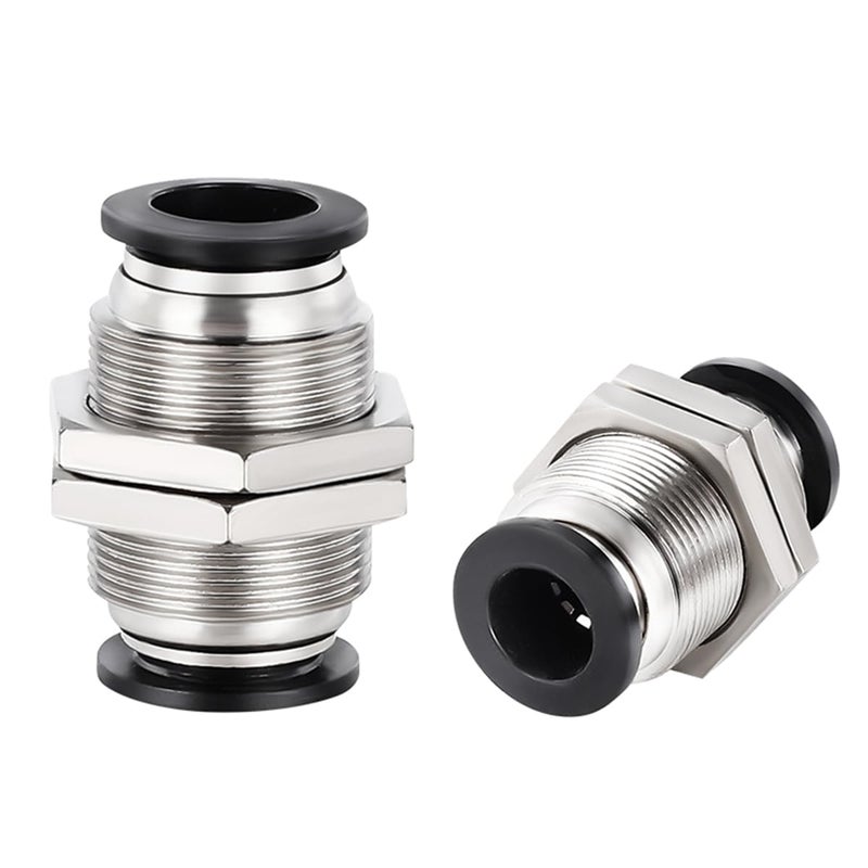 Generic Jienk 2Pack Bulkhead Union 1/2" x 1/2" Tube OD Push to Connect Tube Fitting, PMM-1/2 Pneumatic Quick Connect Air Fitting  - Image 1