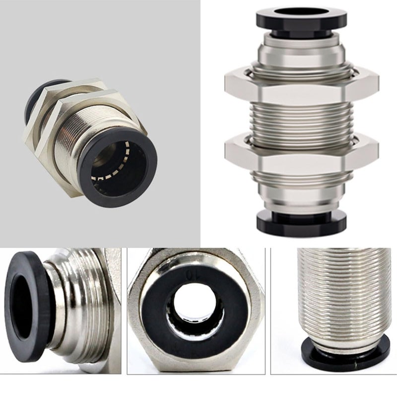 Generic Jienk 2Pack Bulkhead Union 1/2" x 1/2" Tube OD Push to Connect Tube Fitting, PMM-1/2 Pneumatic Quick Connect Air Fitting  - Image 2
