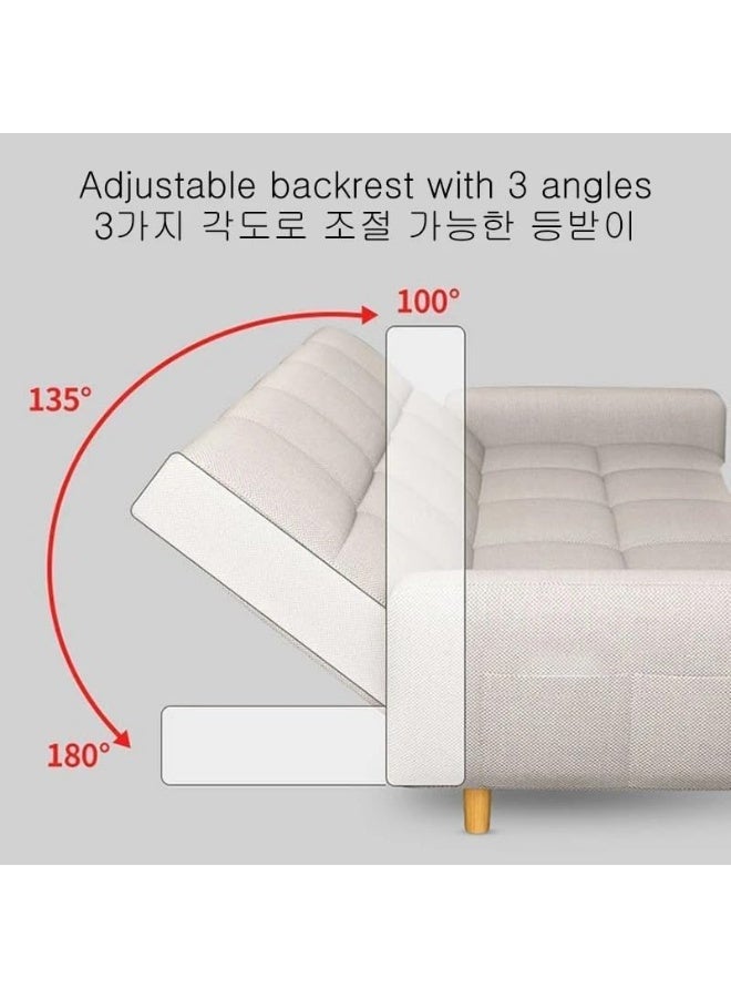 Poppins Home Sofa Bed with Adjustable Backrest, Convertible Recliner Lounge, 183 cm, Linen Fabric, Grey (Dark Grey) - Image 4
