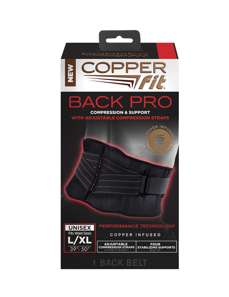 Copper Fit Pro Back Support, Black with Copper Trim, Large/X-Large, Unisex Waist Size 39”-50” (CFBACK) - Image 5