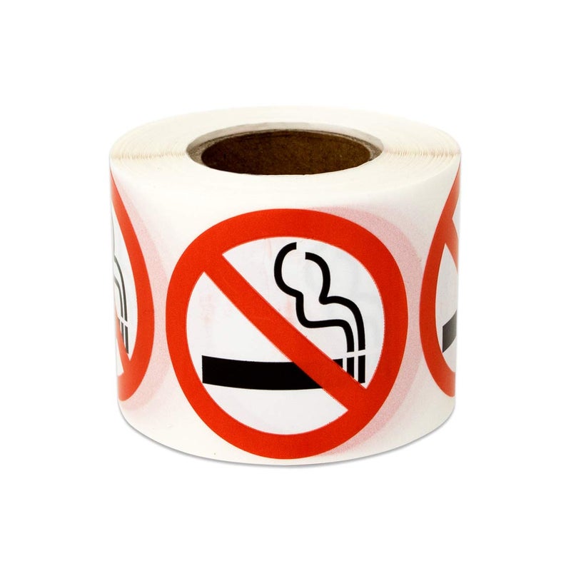 OfficeSmartLabels No Smoking Sign - 1.5"" Round Circle Dots  No Smoking Signs For Business Home Vehicles No Smoking Stickers Small No Smoking Signs Prohibido Fumar For Indoors Use - 300 Labels/Roll  1 Rolls = 300 Labels - Image 1