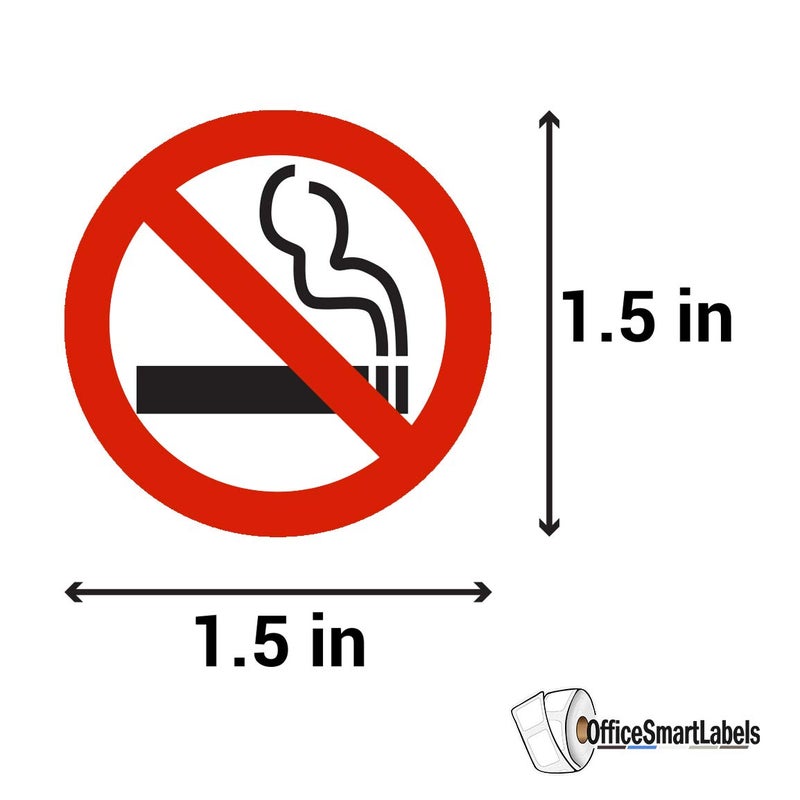 OfficeSmartLabels No Smoking Sign - 1.5"" Round Circle Dots  No Smoking Signs For Business Home Vehicles No Smoking Stickers Small No Smoking Signs Prohibido Fumar For Indoors Use - 300 Labels/Roll  1 Rolls = 300 Labels - Image 3