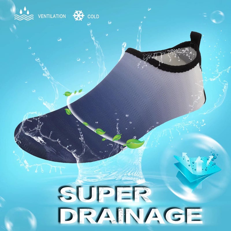 YALOX Water Shoes Women's Men's Outdoor Beach Swimming Aqua Socks Quick-Dry Barefoot Shoes Surfing Yoga Pool Exercise(Gradient/Dark blue-3839) - Image 2