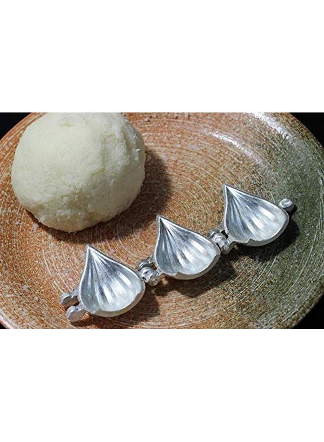 FlowAura Aluminum Modak Moulds (Pack of 1) Size: 7 cm | (Medium) , Silver - Image 4