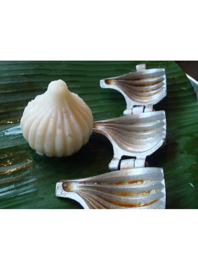 FlowAura Aluminum Modak Moulds (Pack of 1) Size: 7 cm | (Medium) , Silver - Image 1