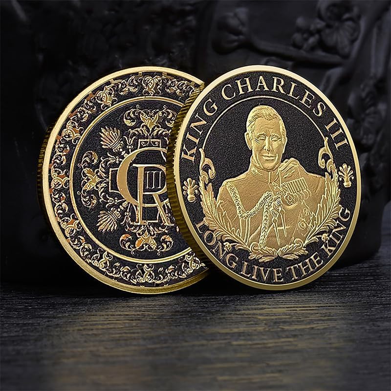 كلاراكو عملة تذكارية معدنية للملك تشارلز الثالث من المملكة المتحدة، سلسلة مفاتيح، حرف يدوية، هدايا تذكارية - Image 1