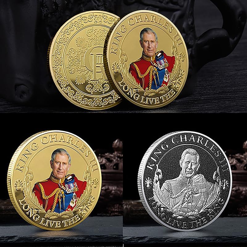 كلاراكو عملة تذكارية معدنية للملك تشارلز الثالث من المملكة المتحدة، سلسلة مفاتيح، حرف يدوية، هدايا تذكارية - Image 2