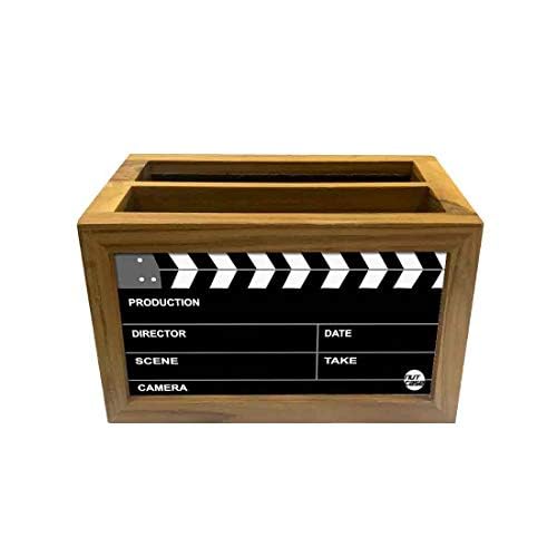 Nutcase Wooden Remote Stand | Teak Wood Remote Holder For Living Room, Bedroom, Tv And Ac | Stationary Organizer | Ideal For Home & Office - Filmy Design - 6x4 Inches (MADE-IN-INDIA), Black - Image 4