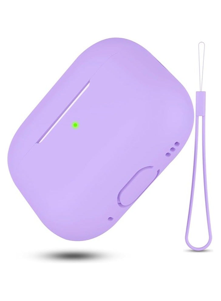 Compatibility With for AirPods Pro 2nd Generation Case Cover(2022), Protective Soft Silicone Skin Accessories for Men Women Boys Girls for Apple AirPods Pro Gen 2, Front LED Visible (Light Purple) - Image 2