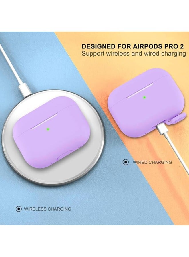 Compatibility With for AirPods Pro 2nd Generation Case Cover(2022), Protective Soft Silicone Skin Accessories for Men Women Boys Girls for Apple AirPods Pro Gen 2, Front LED Visible (Light Purple) - Image 3