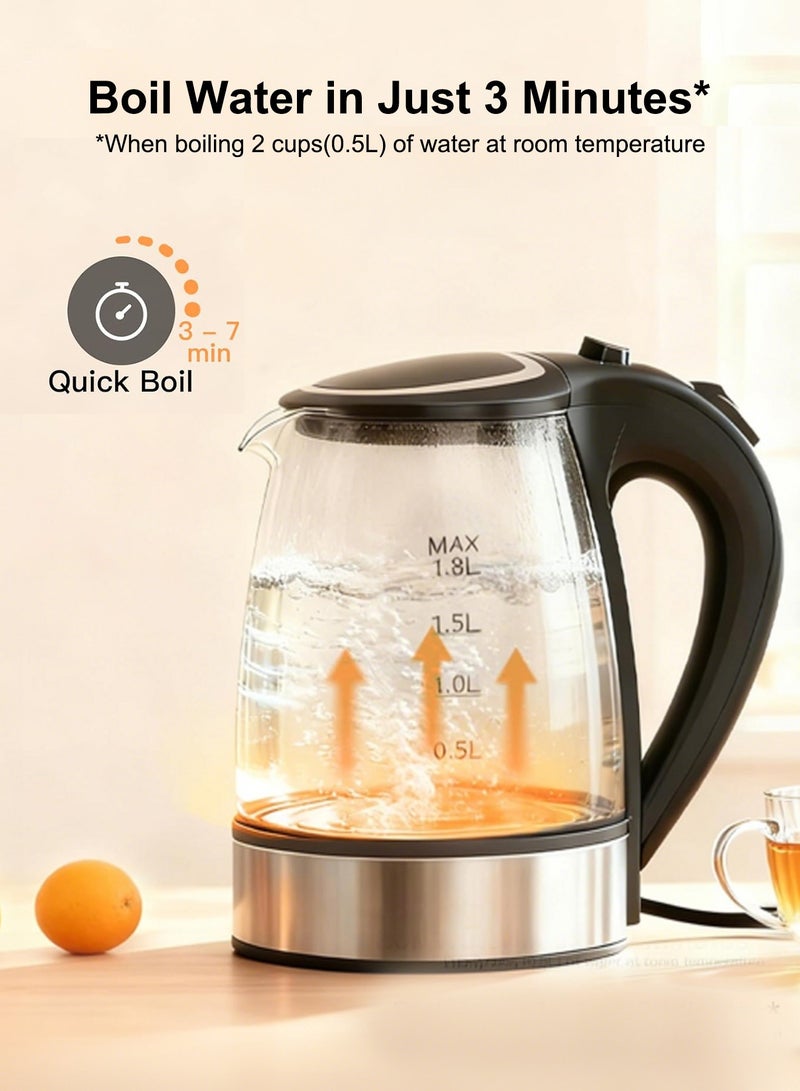 CUBEXELL 1.8L High Borosilicate Glass Kettle, 1500W Fast Boil, Auto Shut-Off & Boil-Dry Protection,Suitable For Daily Family Use - Image 2