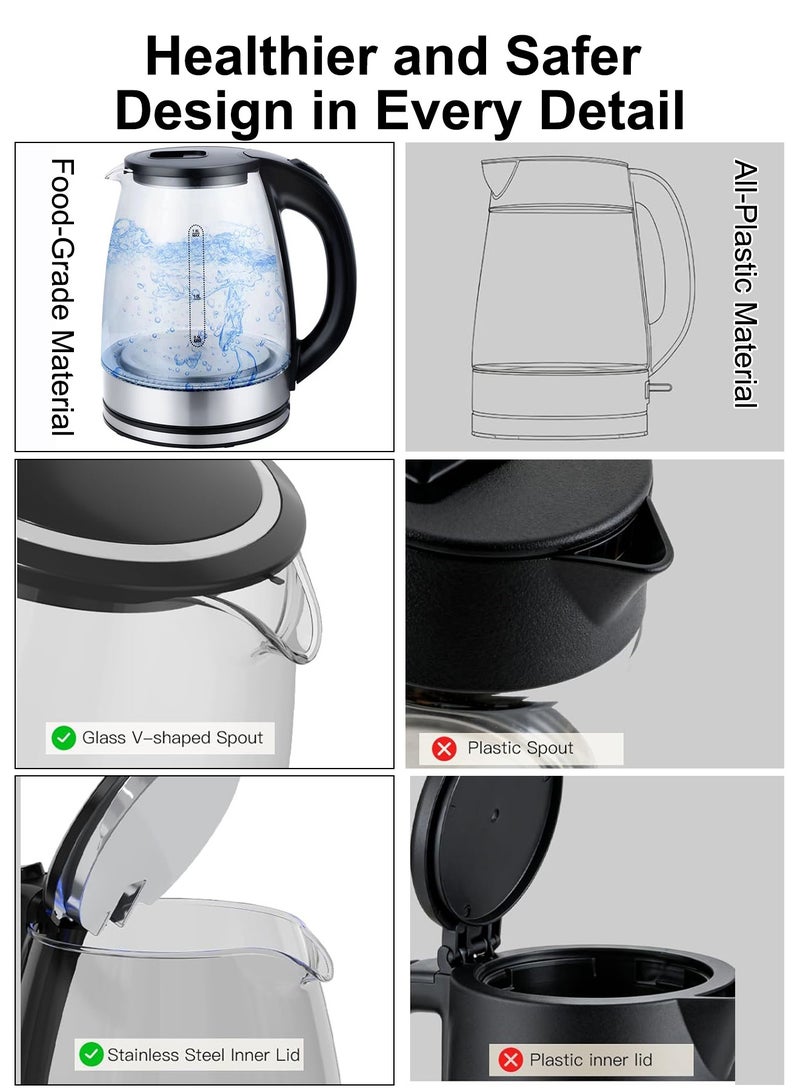 CUBEXELL 1.8L High Borosilicate Glass Kettle, 1500W Fast Boil, Auto Shut-Off & Boil-Dry Protection,Suitable For Daily Family Use - Image 5