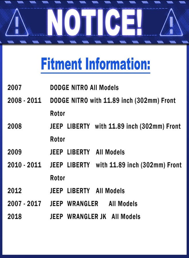 Geekstop Ceramic Front and Rear Brake Pads Kit Fit for 2008-2012 Jeep Liberty, 2007-2018 Jeep Wrangler, 2007-2011 Dodge Nitro - Image 2