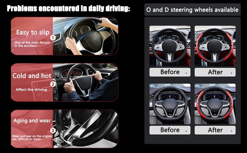 Automaze New Carbon Fiber ABS Texture Steering Wheel Grip Cover for Cars, Safe and Non Slip Car Interior Accessory (Carbon Black) - Image 4