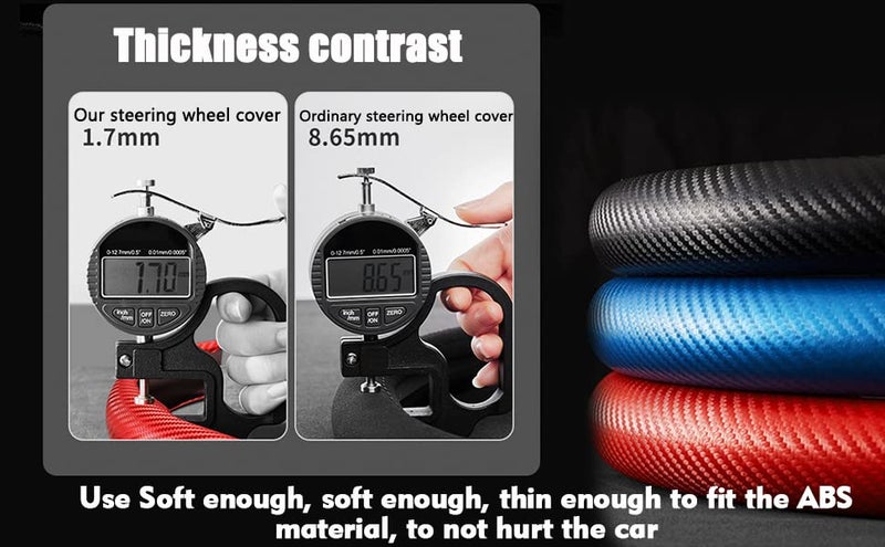 Automaze New Carbon Fiber ABS Texture Steering Wheel Grip Cover for Cars, Safe and Non Slip Car Interior Accessory (Carbon Black) - Image 5
