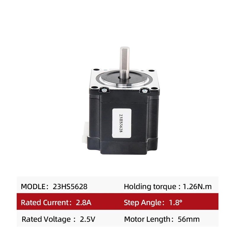 محرك خطوي Nema 23 طراز 23HS5628 بقطر 6.35 مم، 4 أطراف، 2.8 أمبير مخصص لقطع البلازما باستخدام التحكم الرقمي الحاسوبي (CNC). - Image 4