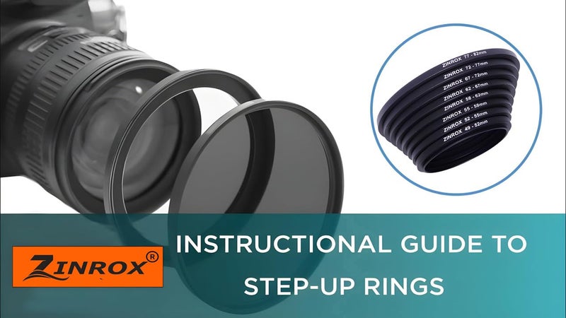 ZINROX® Stepping up ' Made in India', Set of 8pcs, Sizes: 49-52mm, 52-55mm, 55-58mm, 58-62mm, 62-67mm, 67-72mm, 72-77mm, 77-82 mm - Black Step Up Ring Set (49mm to 82 mm) - Image 2