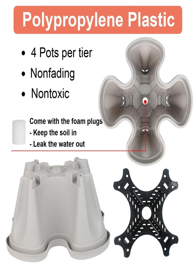 GameXcel Vertical Planter 5 Tier Stackable Planters Garden Planters Strawberry Herb Flower and Vegetable Planter Indoor Outdoor Gardening Pots with Removable Wheels and Tools - Image 2