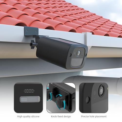 Koroao Gutter Mount with Silicone Cover Skin for eufy Security SoloCam S220 Security Camera (2pack-Black) - Image 3