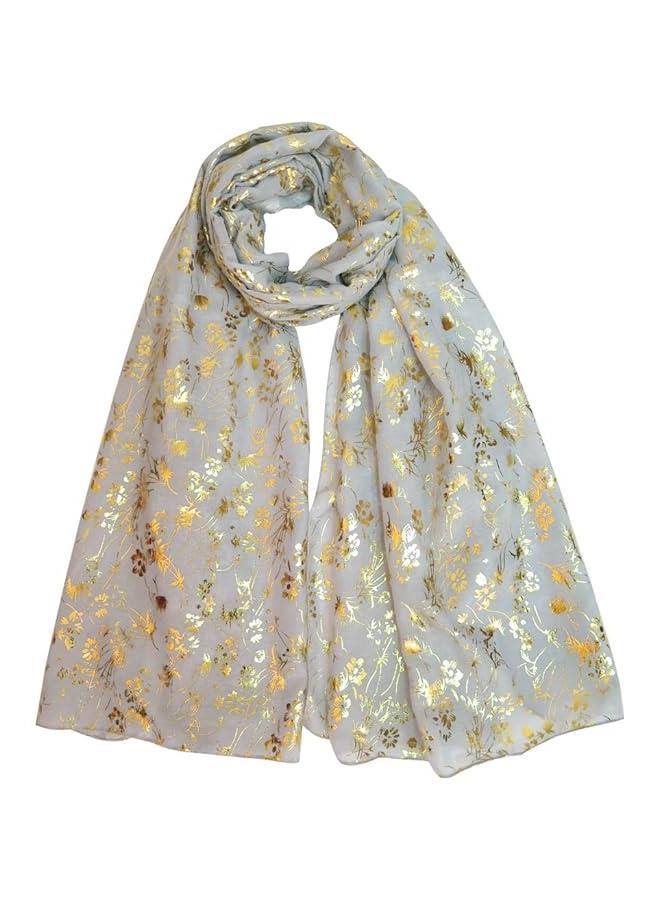 Arabest Elegant Floral Patterned Gold Glitter Scarf Shawl Hijab
