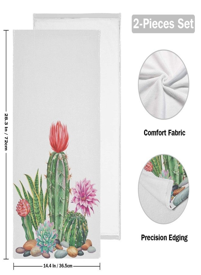 Vdsrup Succulent Cactus Hand Towels Tropical Cacti Summer Towel Set of 2 Flowers Small Bath Towels Soft Guest Face Towel Bathroom Decorations Thin Kitchen Tea Dish Towels 14x28 in - Image 2