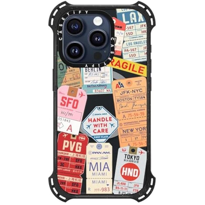 Casetify Bounce iPhone 15 Pro Case 【6X Military Grade Drop Tested / 21.3ft Drop Protection/Compatible with Magsafe】 - AirTags - Triple Black - Image 2