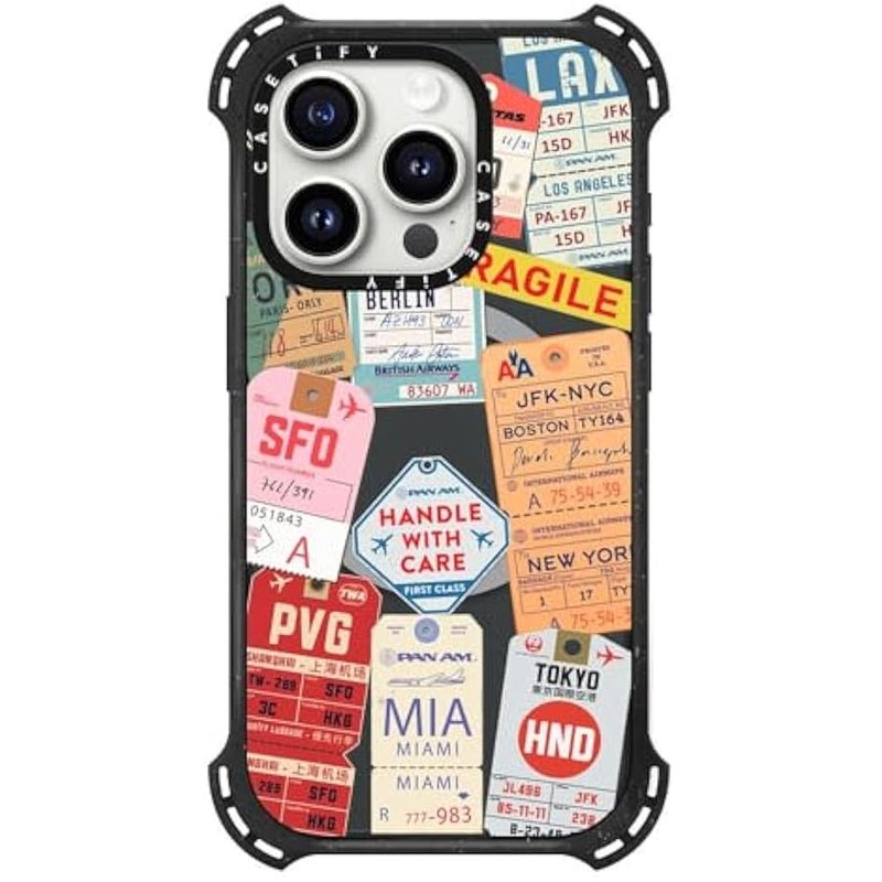 Casetify Bounce iPhone 15 Pro Case 【6X Military Grade Drop Tested / 21.3ft Drop Protection/Compatible with Magsafe】 - AirTags - Triple Black - Image 3