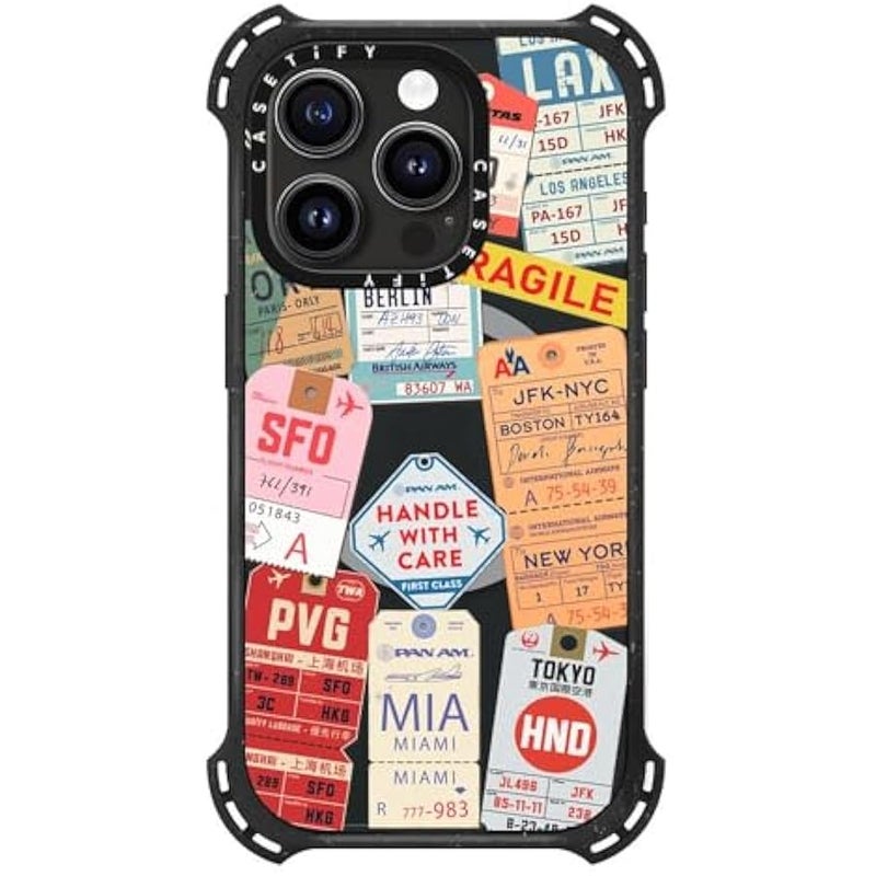 Casetify Bounce iPhone 15 Pro Case 【6X Military Grade Drop Tested / 21.3ft Drop Protection/Compatible with Magsafe】 - AirTags - Triple Black - Image 4