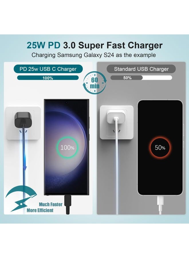 DGVERS for Samsung Galaxy Super Fast Charging Cord Type C Charger, 25w Android Phone Charger Block &10ft USBC to USB-C Cable for Galaxy S25/S24 Ultra/S24 S23 S22 S21 S20 (Ultra/Plus),iPad Pro/Air/Mini 2Pack - Image 2