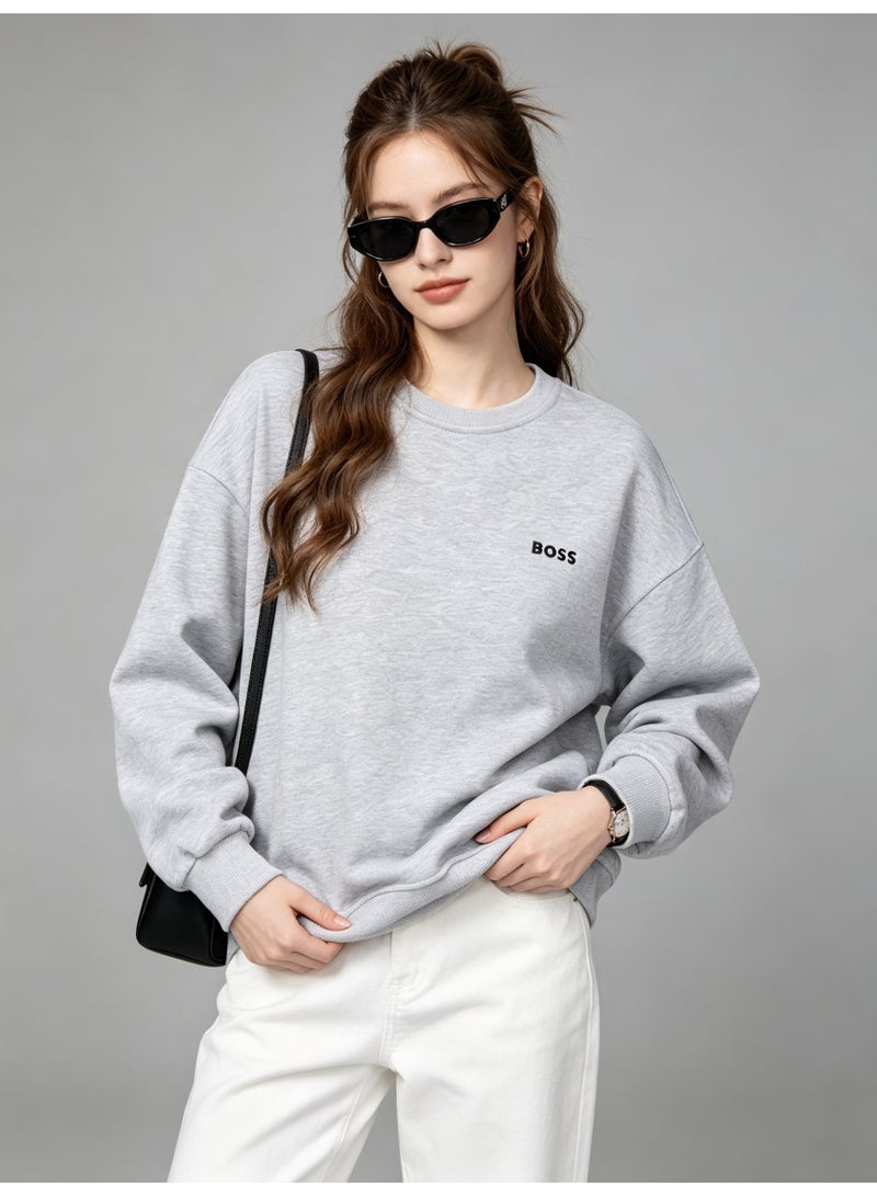 BOSS Men’s and Women’s Crew Neck Sweatshirt Casual Long Sleeve Top Light Grey - Image 1