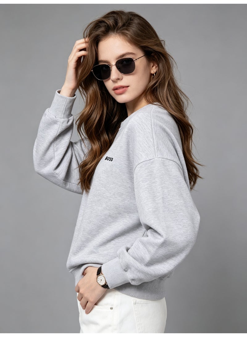BOSS Men’s and Women’s Crew Neck Sweatshirt Casual Long Sleeve Top Light Grey - Image 5