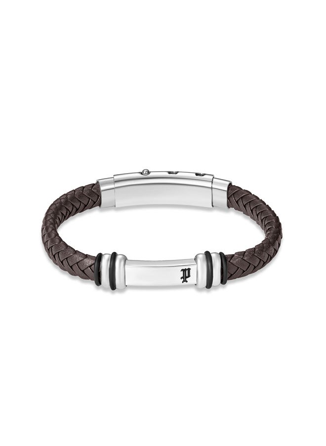 POLICE - Highbridge BraceletBraided Brown Leather with Adjustable Stainless Steel ClipMen's Rugged and Refined  Style - Image 1
