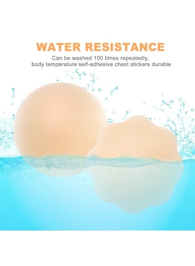 5 Pairs Nipple Covers for Women, Bra pads, Breast pads, Invisible Silicone Pasties, Reusable & Waterproof Sticky Breast Petals for Everyday Wear and Sports (Skin color) - Image 3