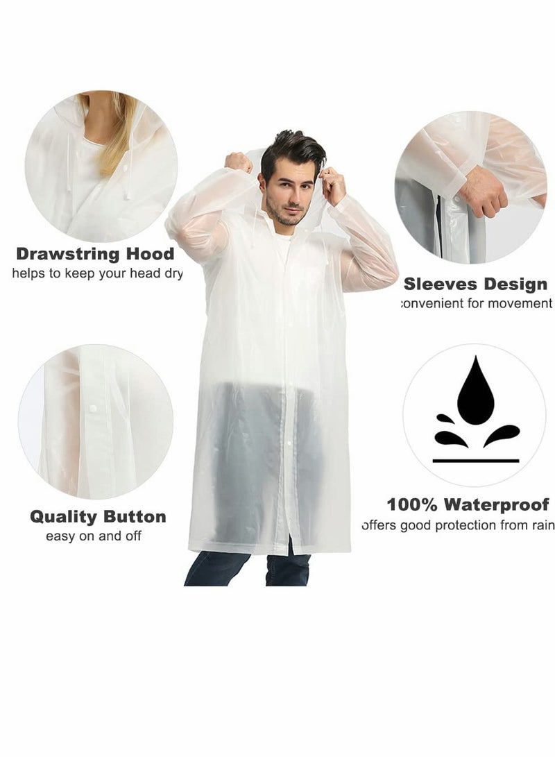 Reusable EVA Raincoat Ponchos for Adults, Women and Men, Clear Portable Lightweight Jackets with Hood, Packable Rain Ponchos for Travel and Outdoor Activities - Image 2