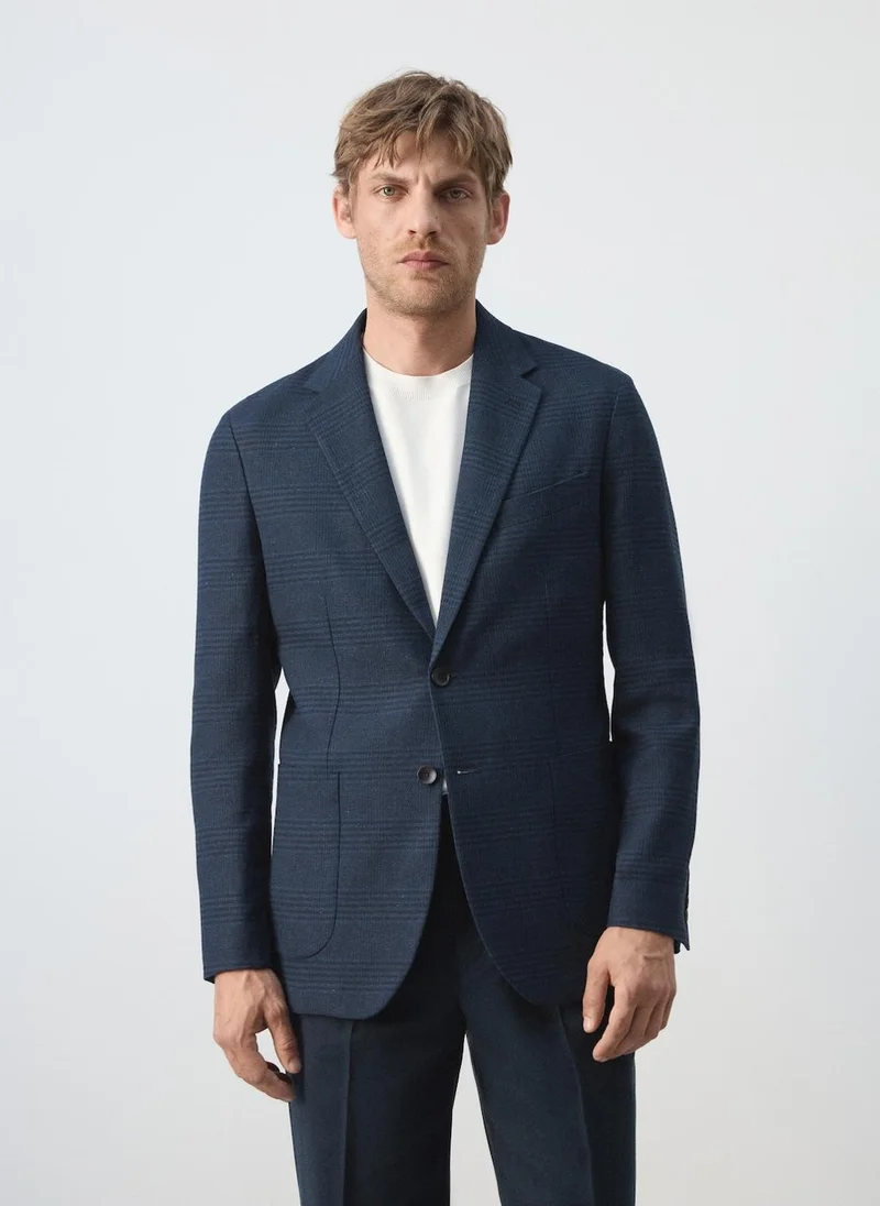 مانجو مان Slim-Fit Striped Linen-Cotton Blazer