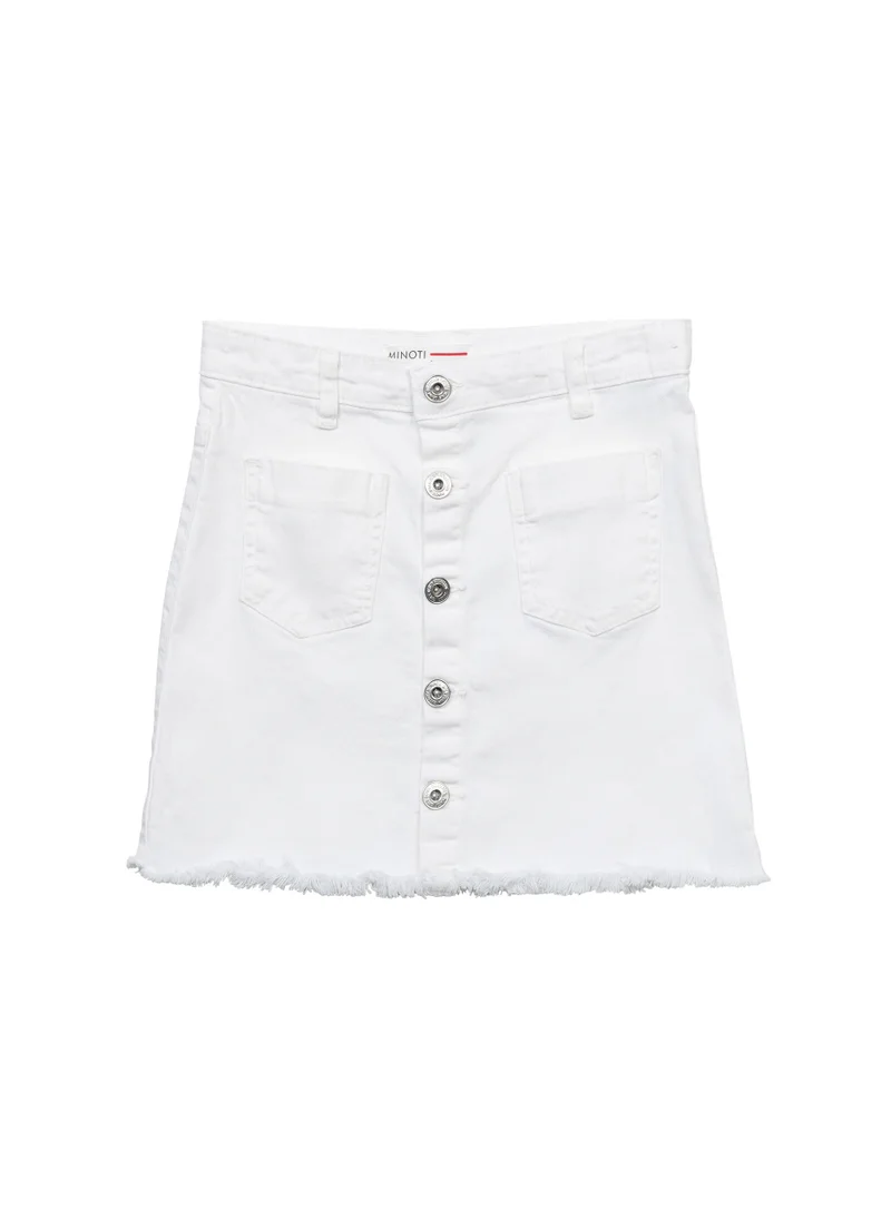 مينوتي Kids Girls White Denim Skirt